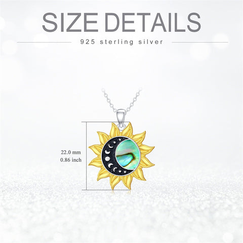 Sterling Silver Abalone Shell Sunflower Pendant Necklace