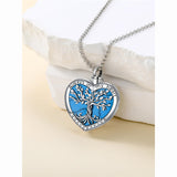Sterling Silver Abalone Opal Shell Moss Agate Tree of Life Urn Necklaces for Ashes