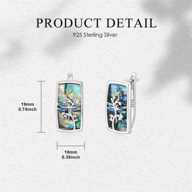 Sterling Silver Abalone Shell Mountain Cat Dog Fox Dragonfly Hummingbird Earring