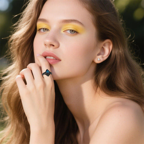 Sterling Silver 3.0CT Pear-Shaped Wedding  Engagement Ring Set For Women