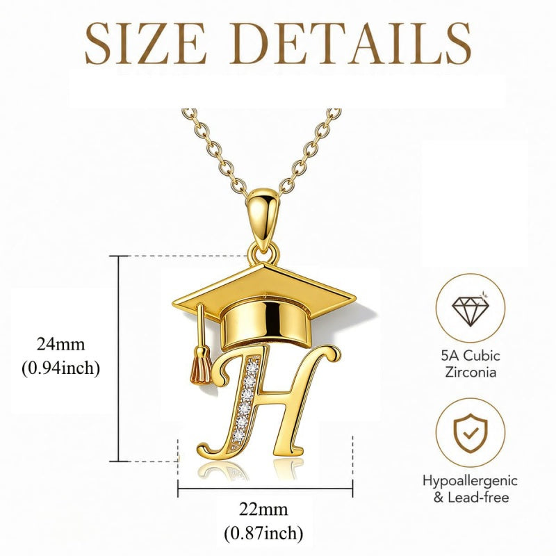 Initial  Graduation 14K Gold Plated Inspiring Grad Pendant Necklace Graduations Jewelry Gifts