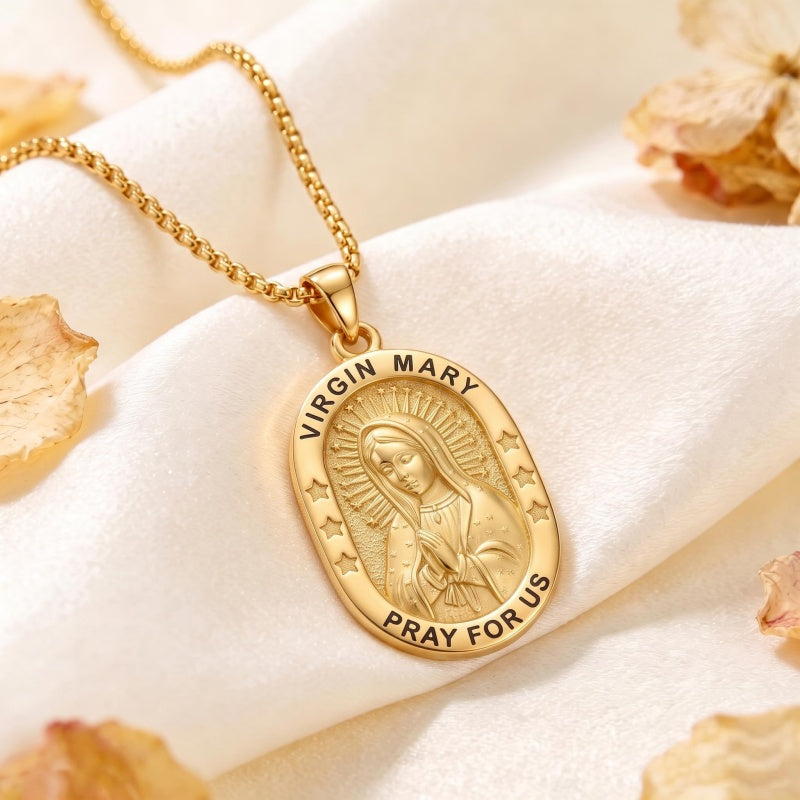 14K Gold  Plated Patron Saint Pendant Necklace Catholic Saints Religious Protective Jewelry Gift