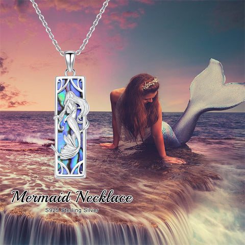 Sterling Silver Abalone Shell Mermaid Pendant Necklace