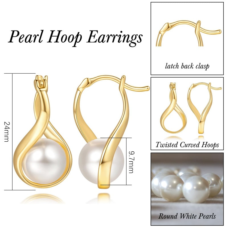 14K Gold Plated Pearl  Earrings for Women