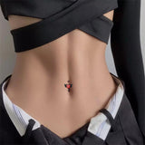 Sterling Silver Cubic Zircon Black Devil Belly Button Ring for Women