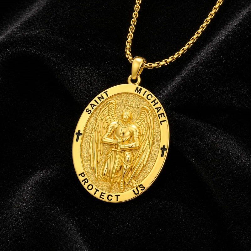 Patron Saint Medal Gold Plated Catholic Pendant Christian Religious Necklace Amulet Jewelry