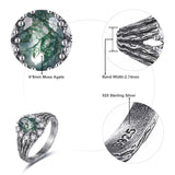 Sterling Silver Moss Agate Moonstone Branch Engagement Wedding Promise Ring  for Her