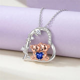 Sterling Silver Birthstone Teddy Bear Pendant Necklace