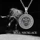 Sterling Silver  Bull Pendant Necklace
