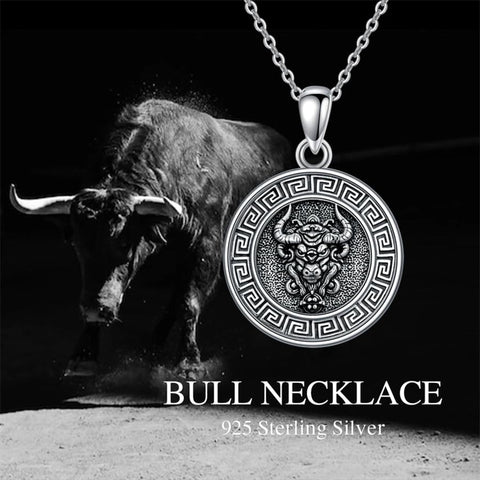 Sterling Silver  Bull Pendant Necklace