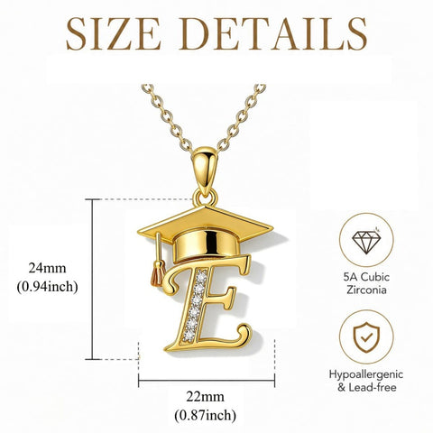 Initial  Graduation 14K Gold Plated Inspiring Grad Pendant Necklace Graduations Jewelry Gifts