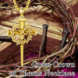 Sterling Silver Crown of Thorn Three Nail Cross Pendant Necklace