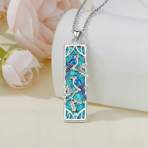Sterling Silver Abalone Shell Bar Cardinal Bee Butterfly Hummingbird Dragonfly Phoenix Pendant Necklace for Women