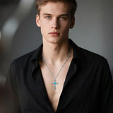14K Gold Plated Turquoise Cross Pendant Necklace