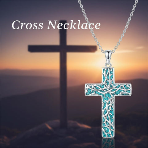 Sterling Silver Cross Pendant Necklace for Women Southwestern Cross Jewelry Gifts