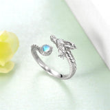 Sterling Silver Moonstone Dragon Ring