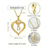 Heart Initial A-Z Pendant Necklace for 14K Gold Plated Women Initials Jewelry Gifts