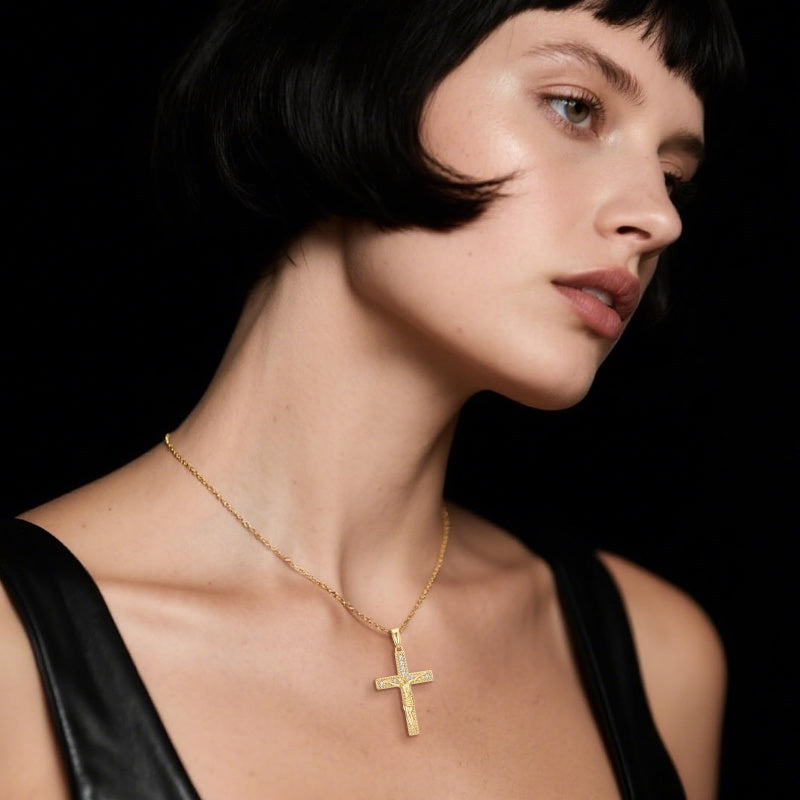 14K Gold Plated Cross Infinity  Pendant Necklace  for Women