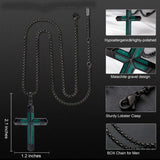 14K Gold Plated Turquoise Malachite Cross Necklace for Men Christianity Cross Jewelry