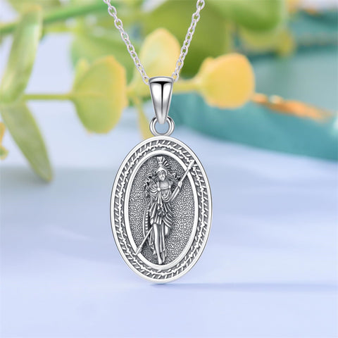 Sterling Silver Medusa Triple Moon Goddess Athena Pendant Necklace for Women