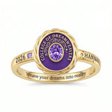 Sterling Silver Twisted Band Personalized  Birthstone Engraved  Class Ring for Women