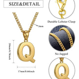 Initial Pendant Necklace 14K Gold Plated with Cuban Chain