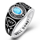 Sterling Silver Personalized Birthstone Engraved Class Rings for Women Graduation Gift