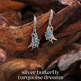 Sterling Silver Vintage Moonstone Turquoise Lotus Tree of Life Hummingbird Butterfly Drop Earrings