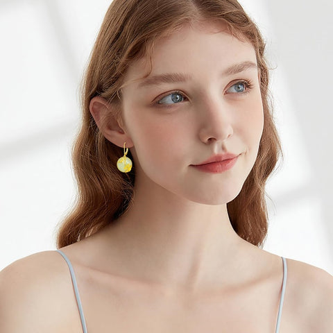 14K Gold Plated Natural Jade  Earrings for Women Good Fortune Jewelry Birthday Mother's Day Gifts