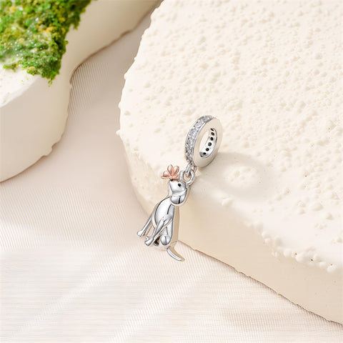 Sterling Silver Cubic Zirconia Yorkshire Boston Terrier Chihuahua Dachshund  Bead Charms
