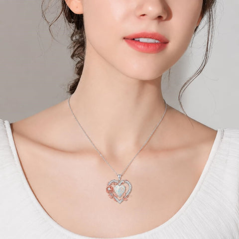 Sterling Silver Teardrop Gemstone Rose Butterfly Infinity Heart Necklace for Women