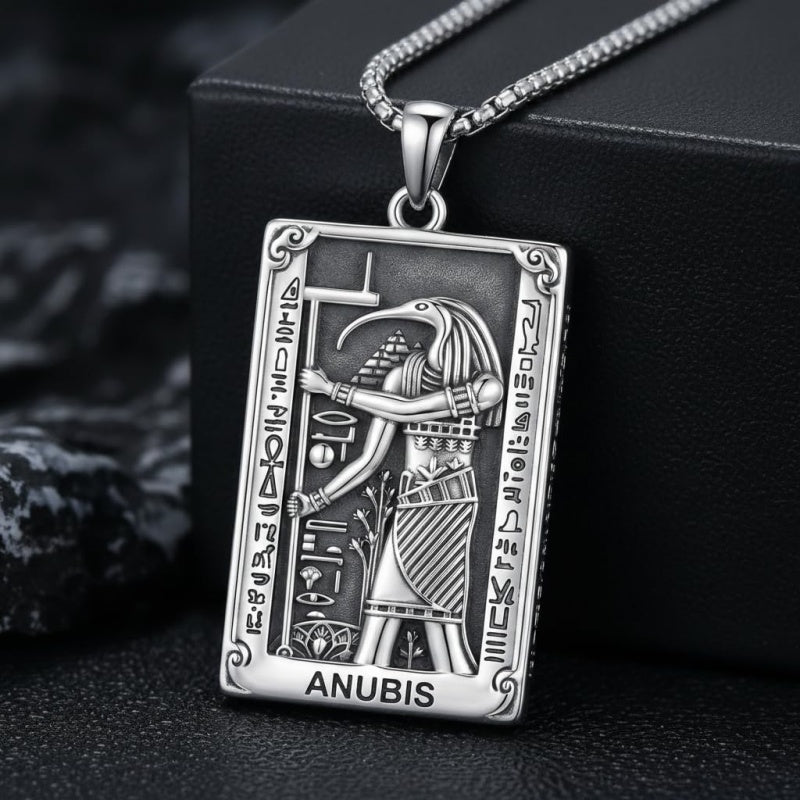 Sterling Silver Tarot Card Pendant  Necklace for Men Gothic Amulet Jewelry