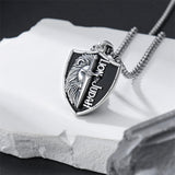 Sterling Silver Faith Bible Lion Pendant Necklace for Men