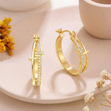 14K Gold Plated Cross Hoop Earrings  for Women Birthday Mothers Day Christmas Jewelry Gift