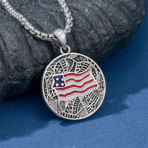 Sterling Silver American Flag Football Basketball Soccer Volleyball Tennis Baseball Pendant Necklace