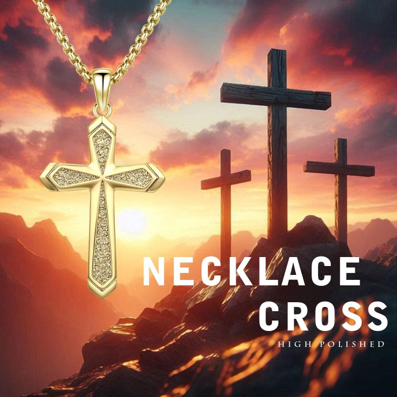 14K Gold Plated Cross Pendant Necklace for Men