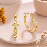 14K Gold Plated Cross Hoop Earrings  for Women Birthday Mothers Day Christmas Jewelry Gift
