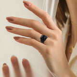 Sterling Silver 10K 14K 18K Gold 2-5CT Heart  Birthstone  Gothic Skeleton Halloween Skull Bat Ring