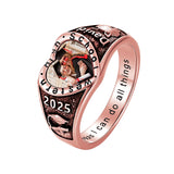 Sterling Silver Heart 10K 14K 18K Gold Personalized Photo High School College Graduation Ring