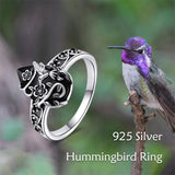 Sterling Silver Vintage Cat Butterfly Dragonfly Hummingbird Snake Ring for Women