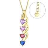 Sterling Silver Personalized  Birthstone Engraved Pendant Necklace for Women