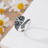 Sterling Silver Oxidized Dragonfly Butterfly Hummingbird Sea Turtle Anchor Cross Tree of Life Sunflower Spoon Ring