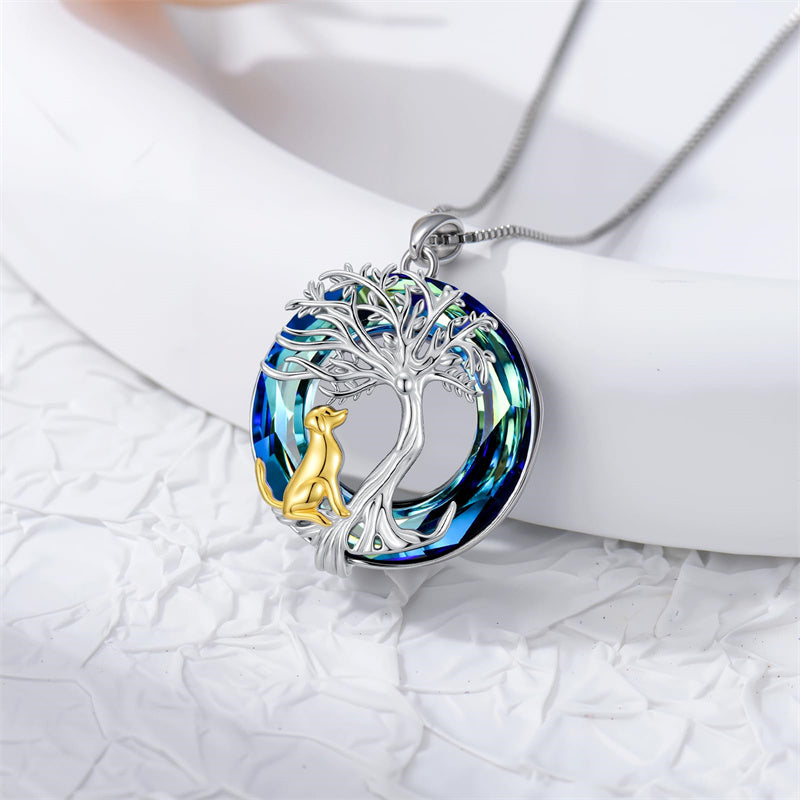 Sterling Silver Crystal Tree of Life Cardinal  Cat Hummingbird Dog Dragonfly Eagle Pendant Necklace