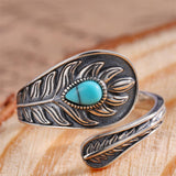 Sterling Silver Turquoise Vintage Adjustable Sunflower Dragonfly Butterfly Feather Tree of Life Spoon Ring