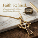 Wood 14K Gold Plated Cross Pendant Necklace