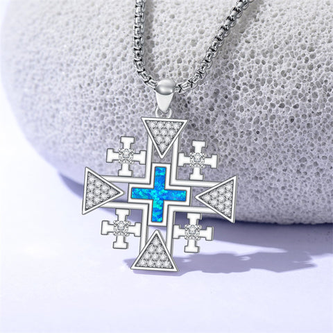 Sterling Silver Wooden Cross Pendant Necklace