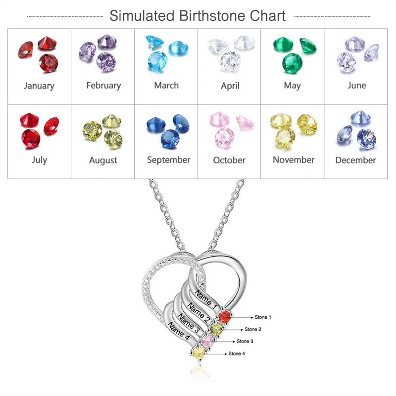 Sterling Silver Personalized  Engraved 2-6 Names Family Pendant Necklace