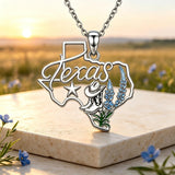 Sterling Silver  Bluebonnets Cow Skull Cowboy Hat Boot Cactus Cowgirl Texas Necklace Texas Necklace