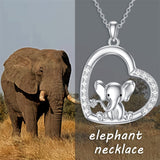 Sterling Silver Heart Elephant Pendant Necklace