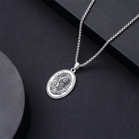 Sterling Silver Saint Joseph St Michael Saint Peter Saint Christopher Religious Pendant Necklace